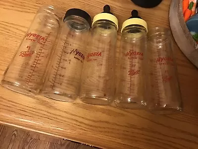 Vintage Glass Hygeia Ball Baby Bottles Screw Top Lot Of 5 • $12.99