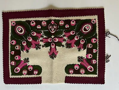 Vtg Hungarian Transylvania Hand Embroidered Felt Fabric Pillow Case Cushion Pink • $90