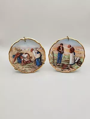 Limoges Porcelain Miniature Plates Vintage France Dollhouse Peasant Farmers LOT • $17.49