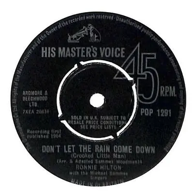 £4.88 • Buy Ronnie Hilton Don't Let The Rain Come Down UK 7  Vinyl Record 1964 POP1291 VG+