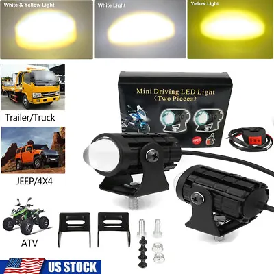 2PC LED Motorcycle Spot Lights Auxiliary Headlight Driving Fog Lamp Yellow White • $13.20