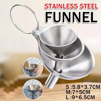 3X Stainless Steel Funnel Oil Liquid Funnel Metal Funnel With Detachable Filter • $12.50