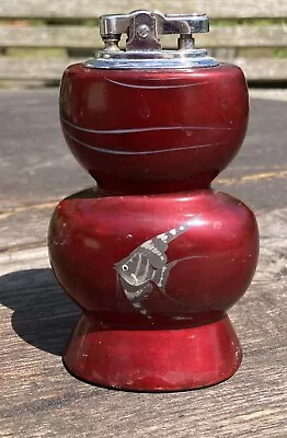 £13 • Buy Mid Century Japanese Glass Hand Painted Table Lighter With Angel Fish