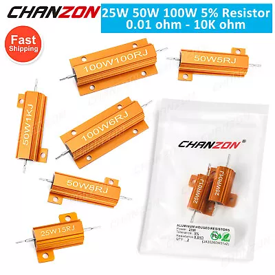 2Pcs 25W 50W 100W Aluminum Housed Metal Case Wirewound Resistor 0.01 - 1K Ohm • $8.49