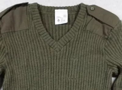 Commando Sweater Mens L 100% Pure New Wool England Green Hiking Hunting Workwear • $28.39