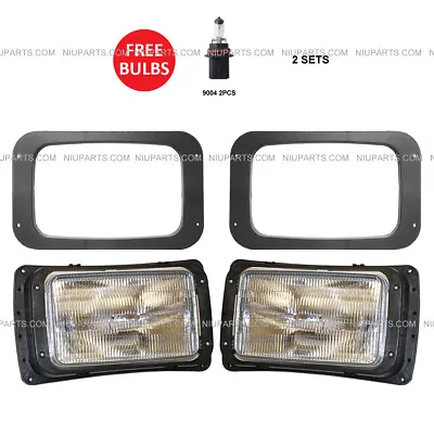 2 Set Headlight With Plastic Bezel Black (Fit: 1991-2004 Mack RD 600 688 690S) • $129