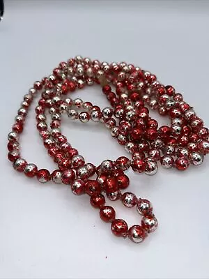 Vintage Xmas  Red Color Mercury Glass Bead Garland  - 102     Made In Japan • $15