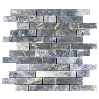 Luna Sky Marble Strip Liner On 12  X 12  Mesh Mosaic Tile  (10 Sqft Per Box) • $224.08