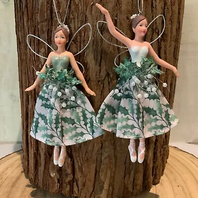 White Holly Fairy Gisela Graham Christmas Tree Decoration Resin Frosted 2023 • £13.49