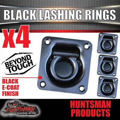 4x Black E Coated Lashing Rings Tie Down Anchor Points 100mm X 95mm Ute Trailer • $35