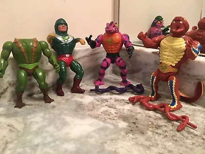 Lot Of 4 Vtg MOTU SNAKE MEN - RATTLOR - KING HISS - KOBRA KHAN - TUNG LASHOR • $25.99