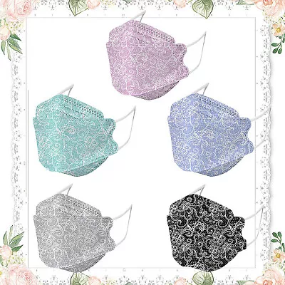 CLEARANCE 10PCS KF94 4 Layer Disposable Face Mask Lace Pattern Mouth Filter • $10.99