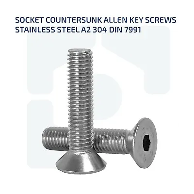 £0.99 • Buy M3 M4 M5 M6 Socket Countersunk Allen Key Screw Bolt A2 Stainless Steel Din 7991