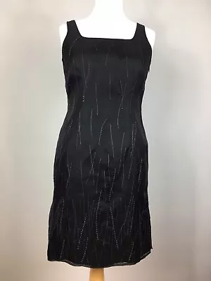 MINUET LADIES DRESS Size 12 BLACK 100% SILK DRESS With BEADED EMBELISHMENT • $12.42