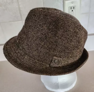 All American Stetson Mens Fedora Hat SmallMedium Tweed Browns Lined Polyester • $19.99