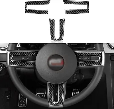 Steering Wheel Carbon Fiber Interior Trim Cover For Ford Mustang GT 2005-2009 • $19.99