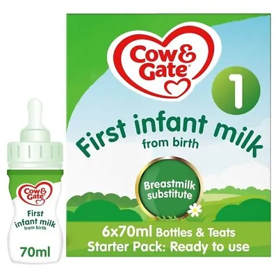 Cow & Gate 1 First Baby Milk Formula Liquid Starter Pack From Birth 6 X 70ml • £14.09