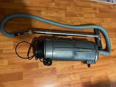 Vintage ELECTROLUX MODEL E Canister Vacuum Blue WORKING W/ Hose WORKS READ • $60