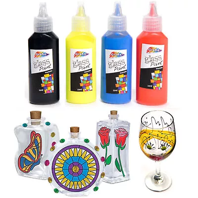 £2.99 • Buy Glass Paint Set Painting Kit Black Outliner Transparent Opaque Stained Paints
