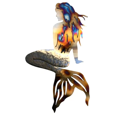 £8.69 • Buy Metal Mermaid Wall Art Vintage Rustic Mermaid Statue For Swimming Pool Bathroom