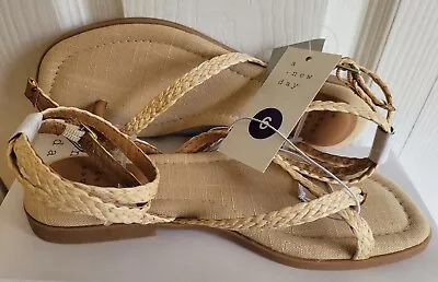 Women's Luisa Ankle Strap Thong Sandals - A New Day™ Beige 7.5 • $20