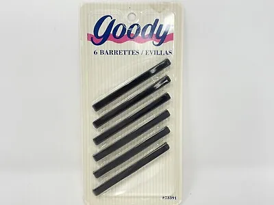 Goody Stay Tight Clasp 6 Clip Hair Barrettes 1995 Black 3” 73391 USA Vintage NOS • $119.45