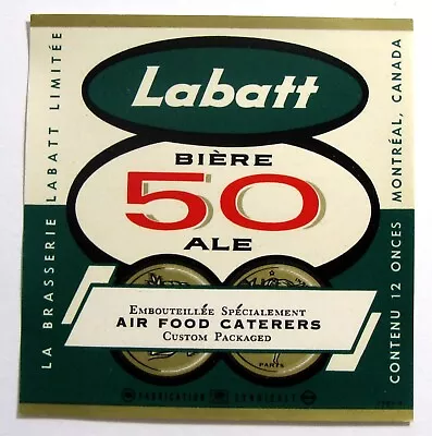 Brasserie Labatt LABATT 50 - AIR FOOD CATERERS  Beer Label CANADA 12oz • $1.95