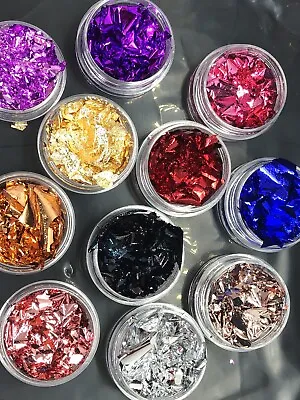 $3.99 • Buy Foil Flakes Nail Art 8 Jars Of Nail Foil Flakes Styles Will Very