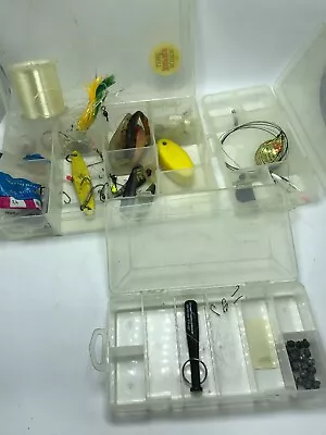 Fishing Lures In Plastic Boxes Lot Vintage Lures Sinkers + More • $15