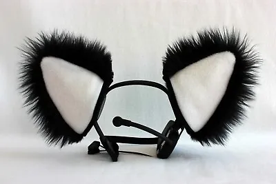 $18.99 • Buy BLACK& WHITE Furry Kitty Cat EAR Wolf Fox NECOMIMI COVERS ONLY Cosplay Anime