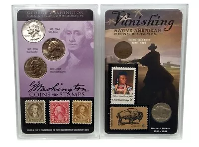 Vanishing Native American & Washington Coins & Stamps Commemorative Display Sets • $19.99