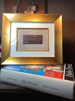 Rare Framed Picasso Bronze Guernica Square Medallion And 1955 Art Book • £385.68