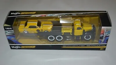 Maisto Elite Transport 1953 Mack B-61 Flatbed / 1965 Ford Mustang Yellow • $11.99