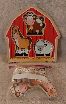 Melissa & Doug Fresh Start Jumbo Knob Puzzle Barnyard Animals Age 1+ Pre-owned  • $7