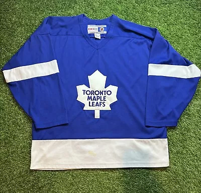 Vtg CCM Toronto Maple Leafs Mens Sz XL Blue NHL Hockey Jersey Sewn • $18.17