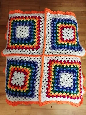 New Handmade Crochet Baby Rainbow Unisex Multi Purpose Blanket.L@@k! • £19.95