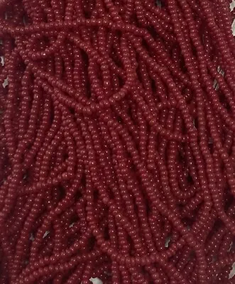 Antique Micro Seed Beads-14-16/0 Pigeon Blood Maroon Red 5 Gram Hanks-10  Long! • $5.95