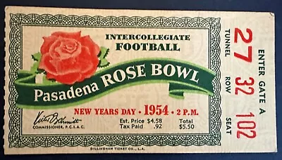 Vintage 1954 Rose Bowl Football Ticket Stub - Michigan State Vs UCLA • $30