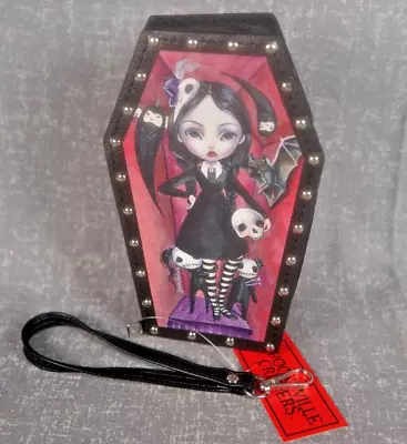 Coffin Girl Wallet Vinyl Wristlet  Featuring A Girl Resembling Wednesday Addamas • $34.79