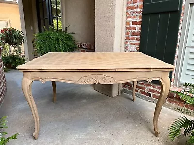 Antique French Country Dining Kitchen Table Stripped Bleached Draw Leaf Parquet • $3250