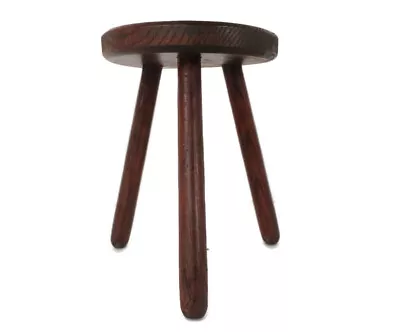 Vintage  Hand Carved Wood Tripod Milking Stool Pedestal Table Pedestal Barn Farm • $147.15