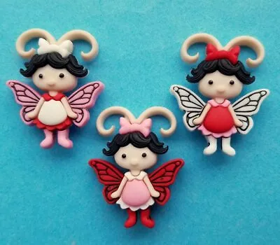 Craft Buttons LOVE BUG Fairy Butterfly Girl Wings Valentine's Day Dress It Up • £2.95