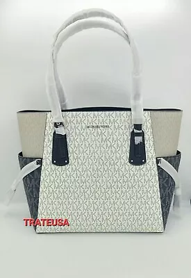 Michael Kors Voyager East West Logo Signature Tote Bag Pale Grey White NWT $298 • $258