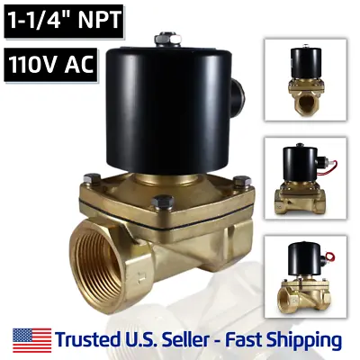 1-1/4  110V AC Electric Brass Solenoid Valve Water Air 110 VAC - FREE SHIPPING • $149.50