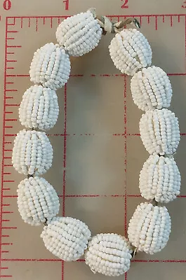 12 Vintage Beaded Beads Made Of White Glass Seed Beads 17 X 16mm • $9.99