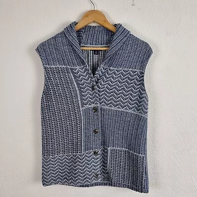 Chaps Ralph Lauren Sleeveless Cardigan Womens Large Blue Fair Isle Sweater Vest • £14.95