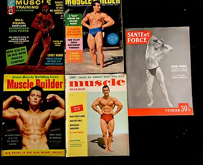 5 Vintage BODYBUILD Mags MUSCLE BUILDER French Canadian SANTE Et FORCE BEEFCAKE • $20
