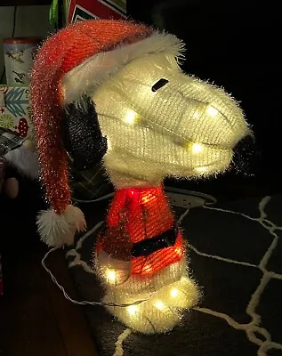 Peanuts 18  Pre-Lit Snoopy Santa Indoor Outdoor Yard Art Lawn Decor Light Up • $20