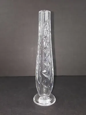 Waterford Crystal 7  Tall Rose Bud Vase Chevron / Zig Zag Pattern Vintage • $29.95