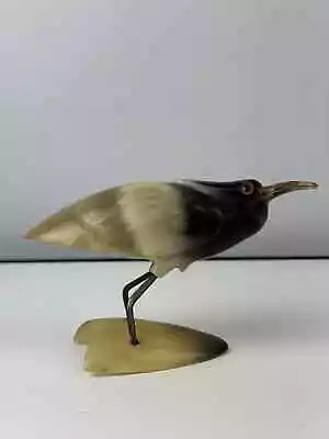 Vintage Animal Horn Carved Bird Stork Figurine Sculpture • $14